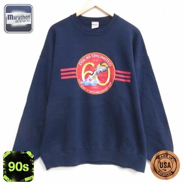 【50%OFF】90s 長袖スウェット 鳥 ネイビー XL | 古着