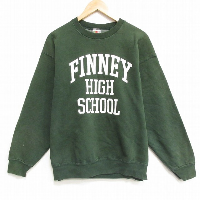 XL★古着 フルーツオブザルーム 長袖 スウェット メンズ 90年代 90s FINNEY クルーネック USA製 緑 25nov28