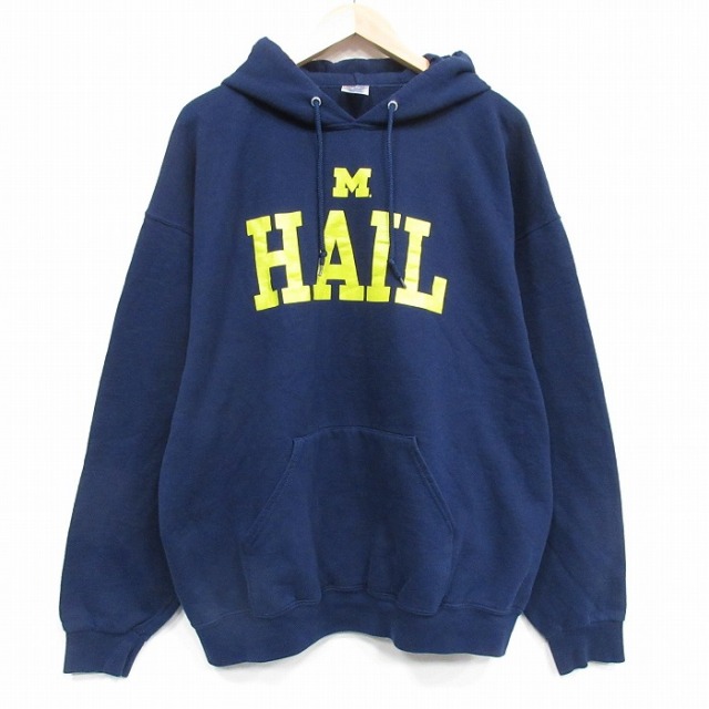 XL★古着 ジャージーズ 長袖 スウェット パーカー メンズ 00年代 00s HAIL 大きいサイズ 紺 25nov29
