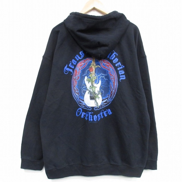 【20%OFF】XL★古着 長袖 ロック バンド フルジップ スウェット パーカー メンズ トランスシベリアンオーケストラ 大きいサイズ 黒 25nov29