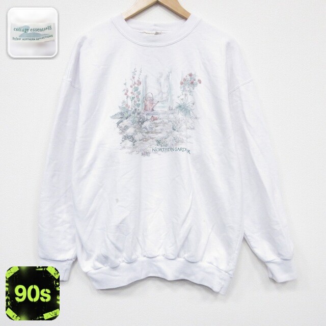 【50%OFF】NORTHERN REFLECTIONS 90s 長袖スウェット 花 ホワイト XL | 古着