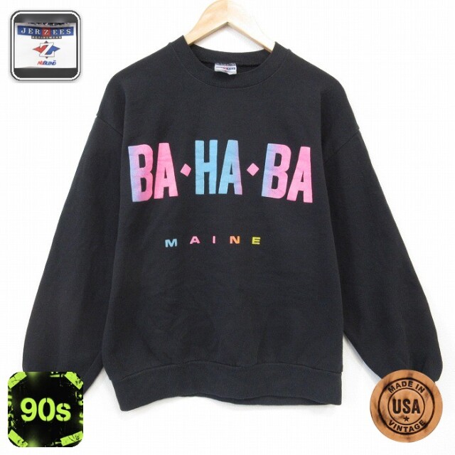 【50%OFF】ジャージーズ 90s 長袖スウェット BAHABA ブラック M | 古着