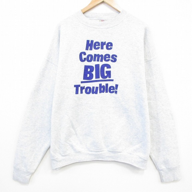 XL★古着 フルーツオブザルーム 長袖 スウェット メンズ 00年代 00s BIG 大きいサイズ クルーネック 薄グレー 霜降り 25dec04