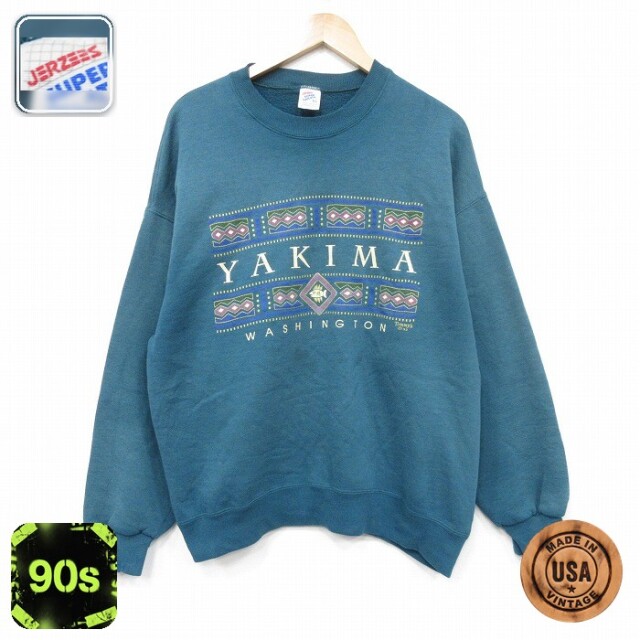 【50%OFF】ジャージーズ 90s 長袖スウェット YAKIMA グリーン XL | 古着