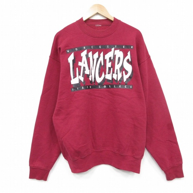 【20%OFF】XL★古着 長袖 スウェット メンズ 00年代 00s LANCERS クルーネック 赤 25dec05