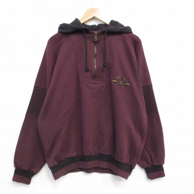XL★古着 TODAYS NEWS 長袖 ハーフジップ スウェット パーカー メンズ 90年代 90s A 大きいサイズ ラグラン エンジ他 25dec05