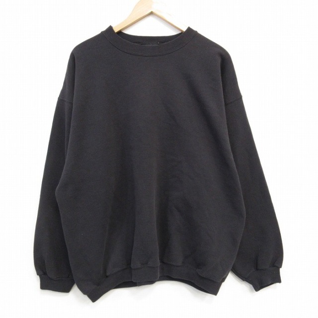 XL★古着 ヘインズ 長袖 スウェット メンズ 90年代 90s 無地 大きいサイズ クルーネック USA製 黒 25dec05