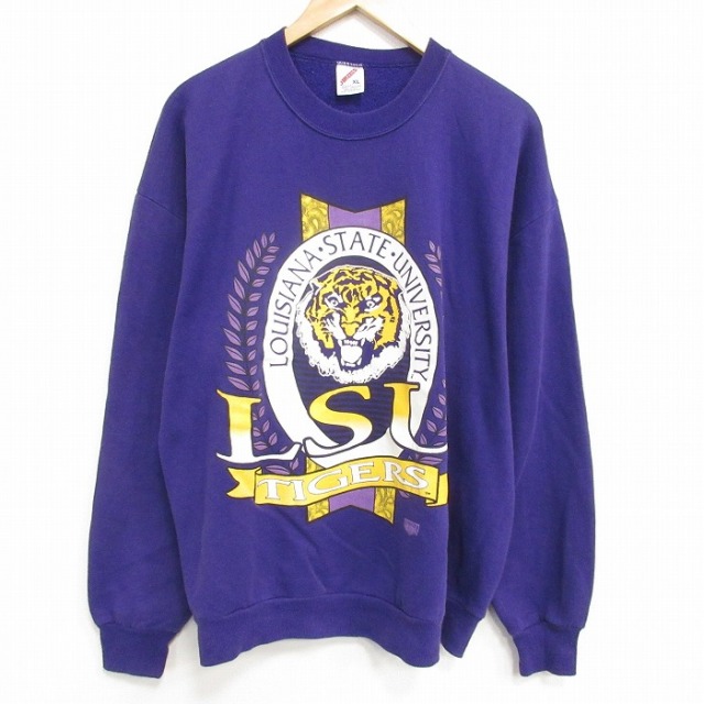 XL★古着 ジャージーズ 長袖 スウェット メンズ 90年代 90s トラ クルーネック USA製 紫【spe】 25dec06