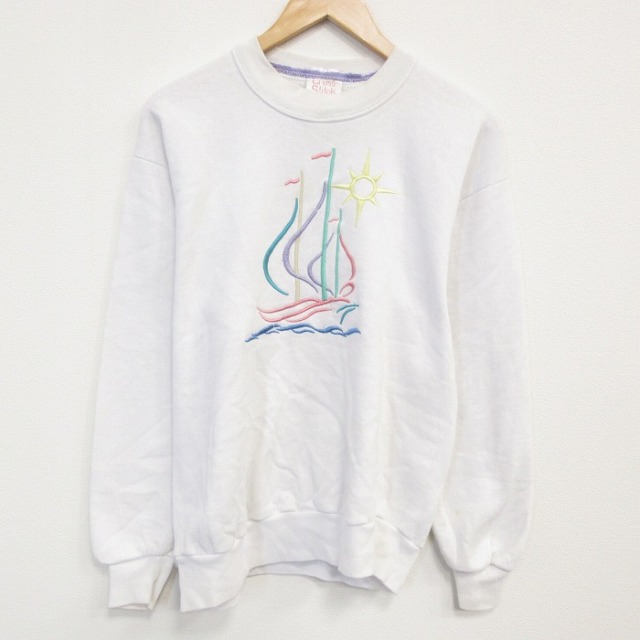 ジャージーズ 90s 長袖スウェット ヨット刺繍 ホワイト M | 古着
