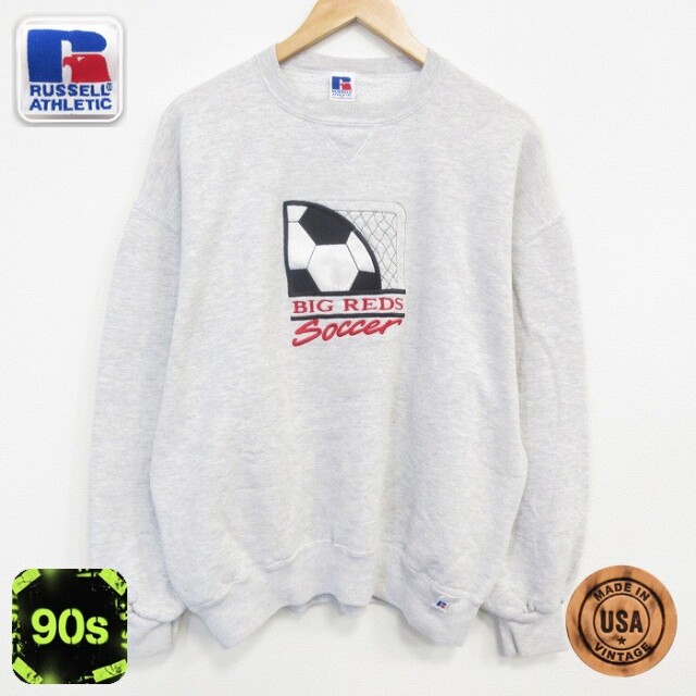 【50%OFF】ラッセル 90s 長袖スウェット サッカー刺繍 グレー XL | 古着