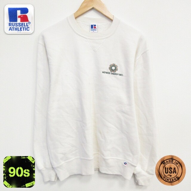 【50%OFF】ラッセル 90s 長袖スウェット ミッドウエスト ホワイト M | 古着