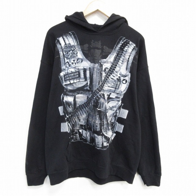 XL★古着 長袖 スウェット パーカー メンズ CITY MORGUE 黒 25dec06