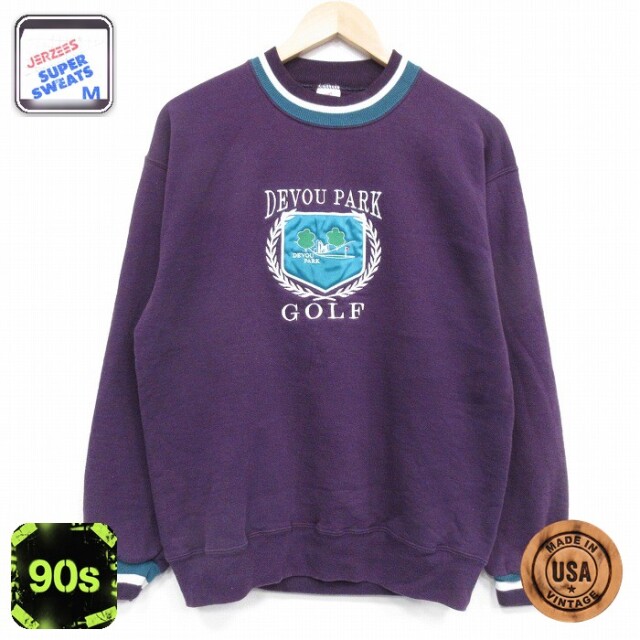 【50%OFF】ジャージーズ 90s 長袖スウェット ゴルフ パープル M | 古着