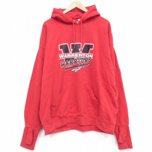 長袖スウェットパーカー レッド XL | 古着