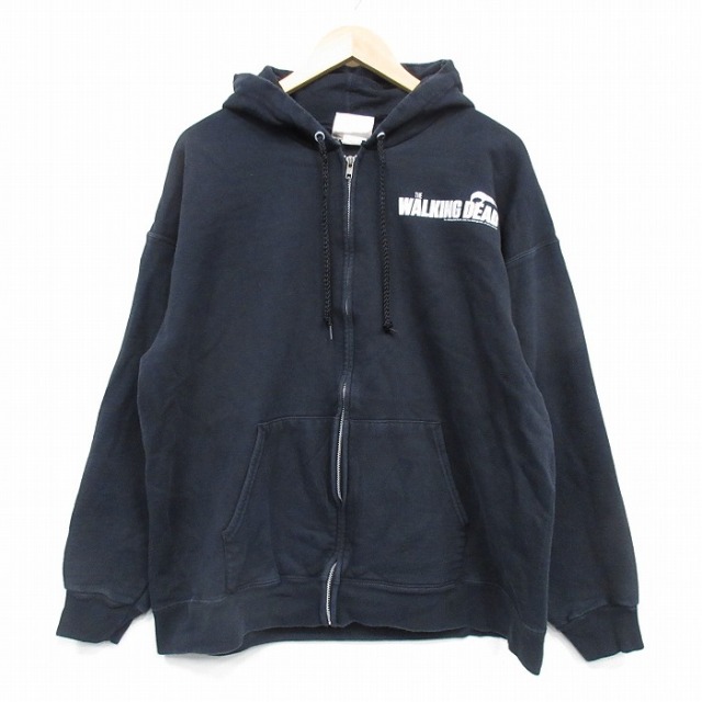 ヘインズ 長袖フルジップスウェット ウォーキングデッド ブラック XL | 古着