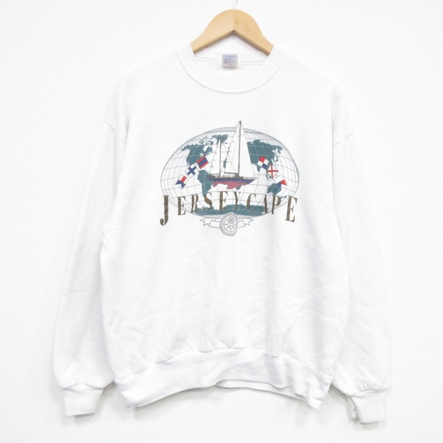 ジャージーズ 90s 長袖スウェット 船 ホワイト L | 古着