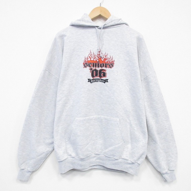 XL★古着 ジャージーズ 長袖 スウェット パーカー メンズ 00年代 00s シニア 大きいサイズ USA製 薄グレー 霜降り 25dec08