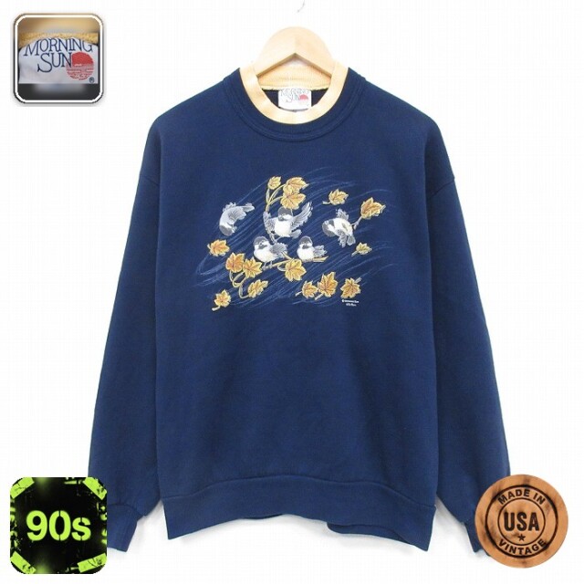 【50%OFF】ジャージーズ 90s 長袖スウェット 鳥 ネイビー L | 古着