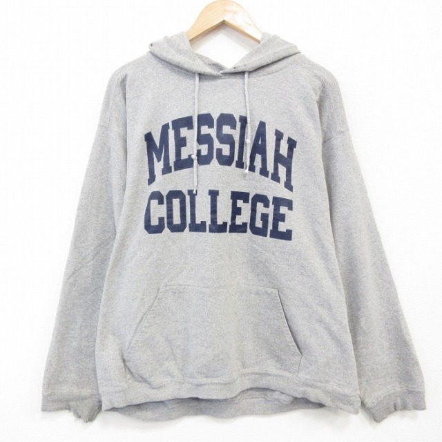 XL★古着 長袖 スウェット パーカー メンズ 90年代 90s MESSIAH USA製 グレー 霜降り 25dec09