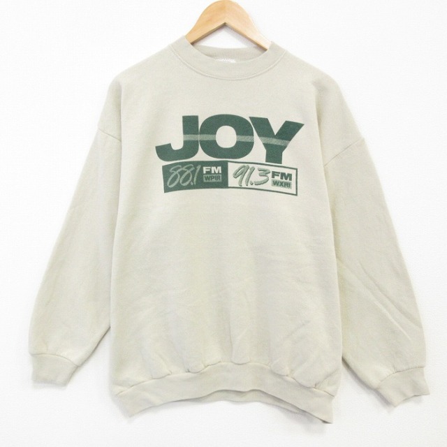 【20%OFF】XL★古着 TULTEX 長袖 スウェット メンズ 90年代 90s JOY クルーネック USA製 ベージュ 25dec09
