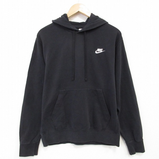 【50%OFF】ナイキ 長袖スウェットパーカー ワンポイントロゴ ブラック L | 古着