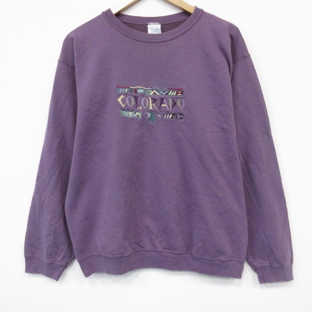 80s 長袖スウェット コロラド刺繍 パープル M | 古着