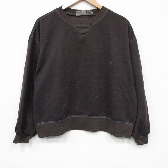 XL★古着 ベーシックエディションズ 長袖 スウェット メンズ 90年代 90s 無地 大きいサイズ クルーネック こげ茶 霜降り 25dec11