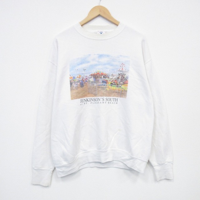 90s 長袖スウェット ビーチ ホワイト XL | 古着