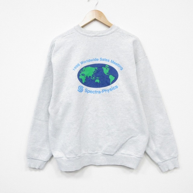 L★古着 長袖 スウェット メンズ 90年代 90s ワールドワイド クルーネック 薄グレー 霜降り 25dec12