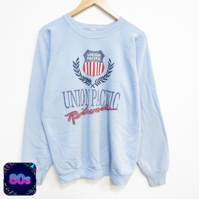 【50%OFF】80s ラグランスウェット UNION PACIPIC ライトブルー M | 古着