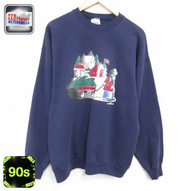 【50%OFF】ヘインズ 90s 長袖スウェット 家 ネイビー L | 古着