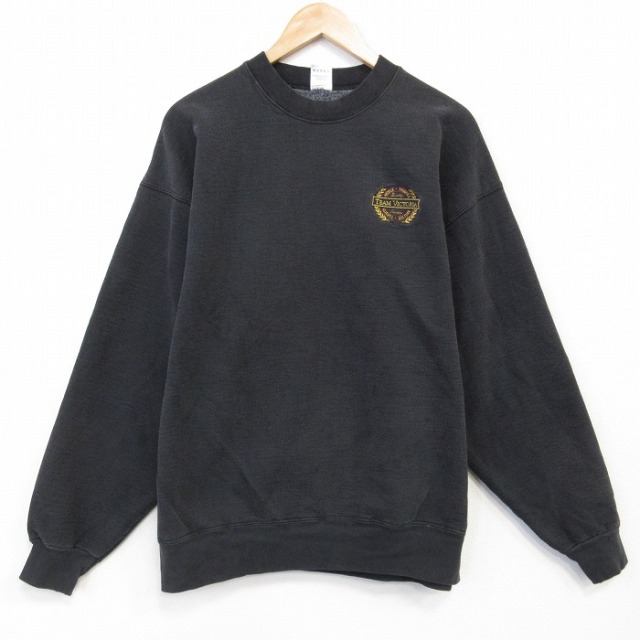 XL★古着 フルーツオブザルーム 長袖 スウェット メンズ 90年代 90s チームビクトリア クルーネック USA製 黒 25dec11