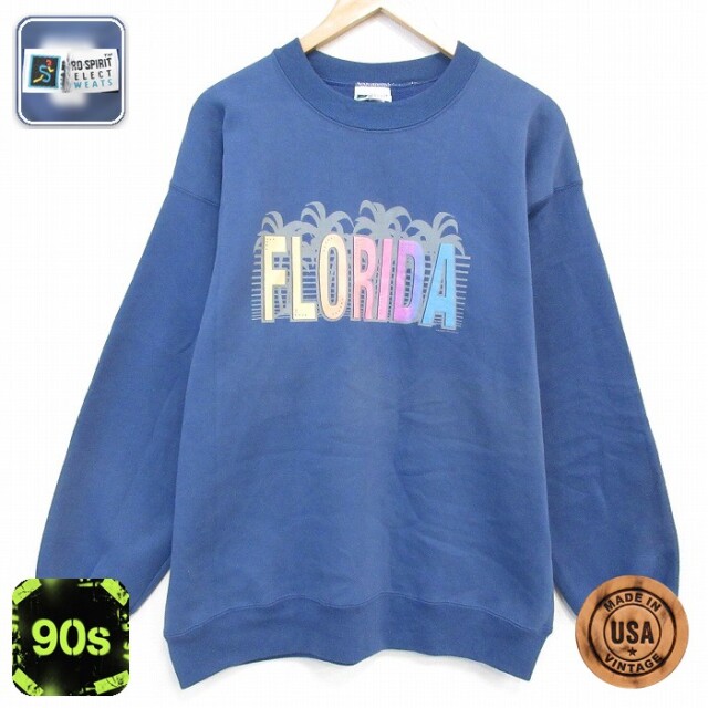 【50%OFF】90s 長袖スウェット フロリダ ネイビー L | 古着