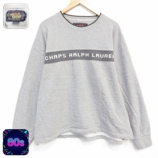 【50%OFF】ラルフローレン 80s 長袖スウェット ビッグロゴ グレー XL | 古着