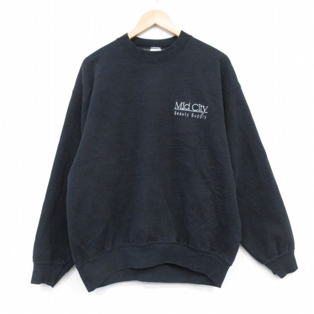 XL★古着 フルーツオブザルーム 長袖 スウェット メンズ 00年代 00s ミッドシティ クルーネック USA製 黒 25dec12