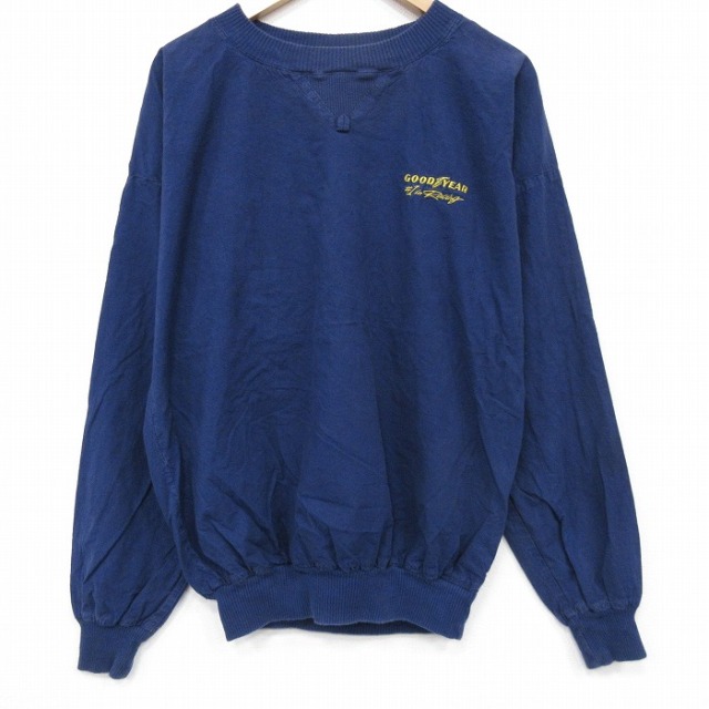 XL★古着 スイングスター 長袖 トップス メンズ 90年代 90s GOOD YEAR コットン クルーネック USA製 紺 25dec13