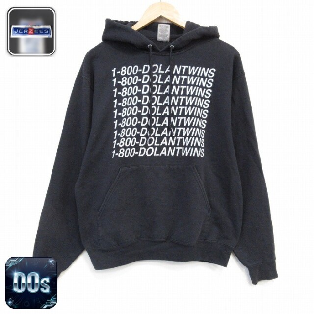 【50%OFF】00s 長袖パーカー DOLANTWINSプリント ブラック L | 古着