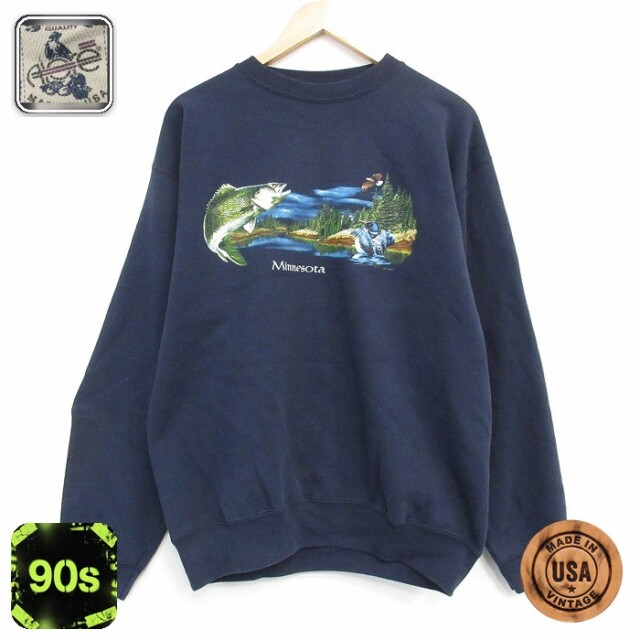 【50%OFF】90s 長袖スウェット ミネソタ ネイビー L | 古着