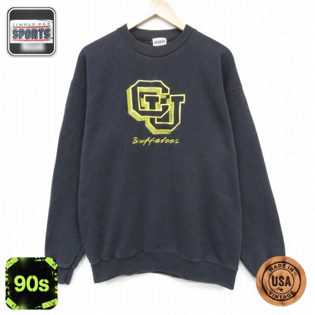 【50%OFF】90s 長袖スウェット CU刺繍 ブラック L | 古着