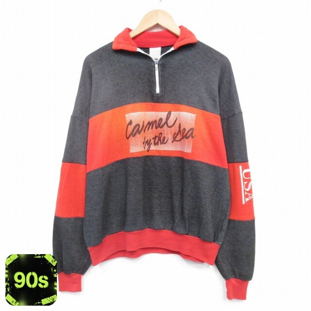 【50%OFF】ハーフジップスウェット Carmel ツートンカラー グレー XL | 古着