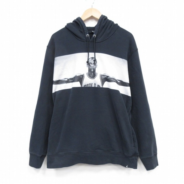 XL★古着 長袖 スウェット パーカー メンズ マイケルジョーダン 大きいサイズ 黒 25dec13