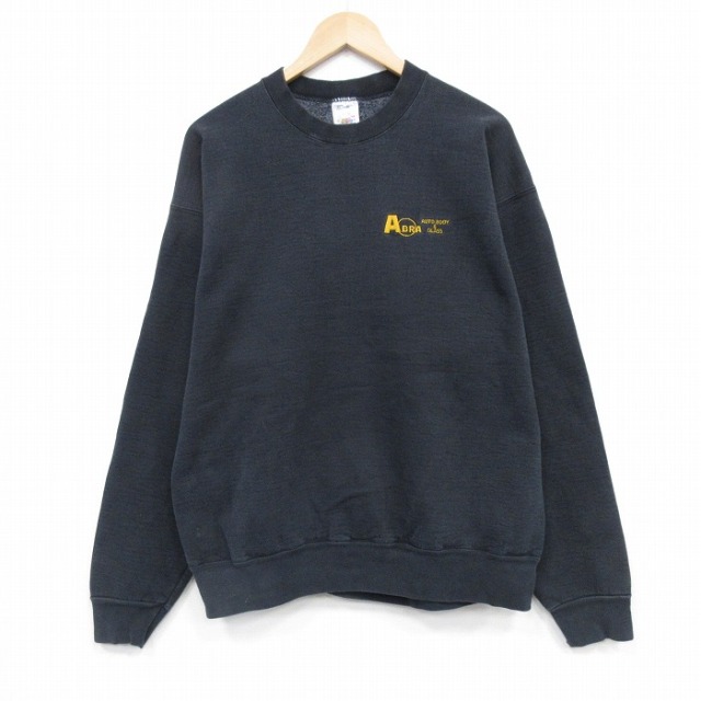 XL★古着 フルーツオブザルーム 長袖 スウェット メンズ 90年代 90s ABRA 大きいサイズ クルーネック USA製 黒 25dec13