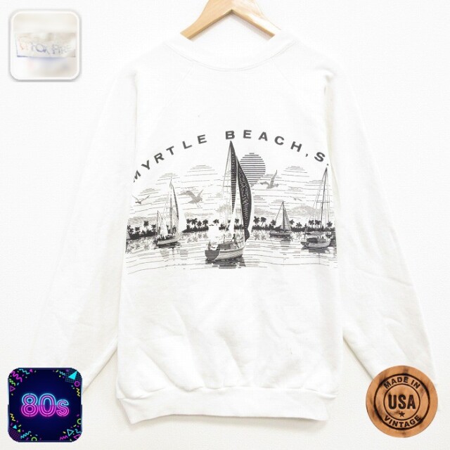 ラグランスウェット 80s ヨット ホワイト XL | 古着
