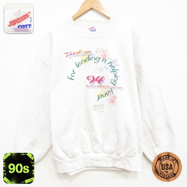 【50%OFF】ジャージーズ 90s 長袖スウェット ハンド ホワイト XL | 古着