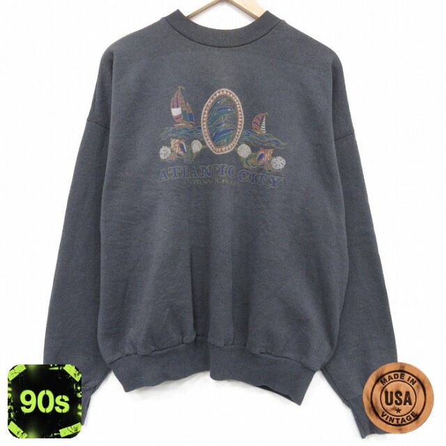 【50%OFF】アトランティックシティ 90s 長袖スウェット ブラック XL | 古着