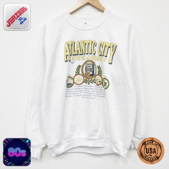 【50%OFF】ジャージーズ 80s 長袖スウェット アトランティックシティ ホワイト L | 古着