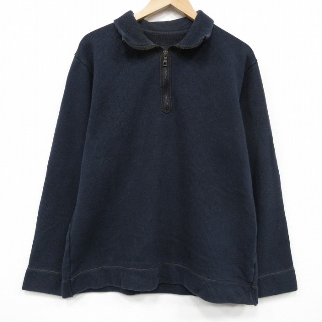 L★古着ギャップ GAP  長袖 ハーフジップ スウェット メンズ 無地 紺 25dec17