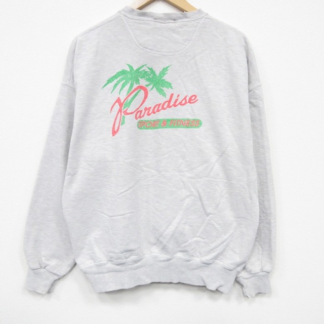 XL★古着 ジャージーズ 長袖 スウェット メンズ 90年代 90s パラダイス クルーネック USA製 薄グレー 霜降り 25dec17