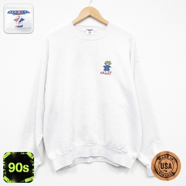 【50%OFF】ジャージーズ 90s 長袖スウェット NANNY ホワイト XL | 古着