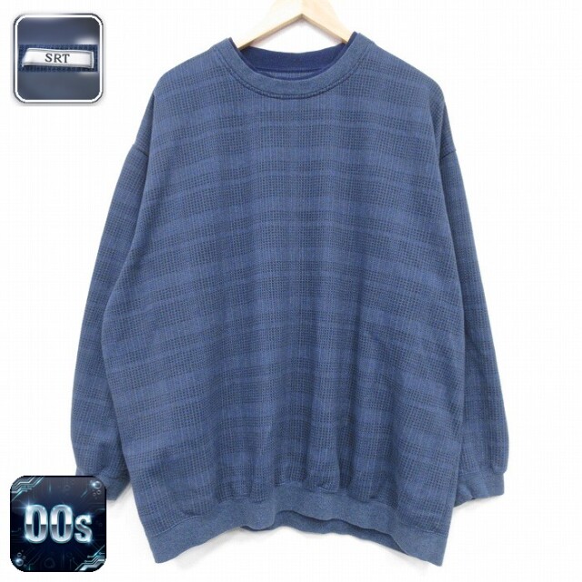 【50%OFF】00s 長袖スウェット チェック ネイビー XL | 古着